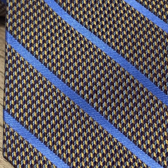ROBERT TALBOTT Blue Herringbone Striped Silk Neck Tie - Picture 2 of 8